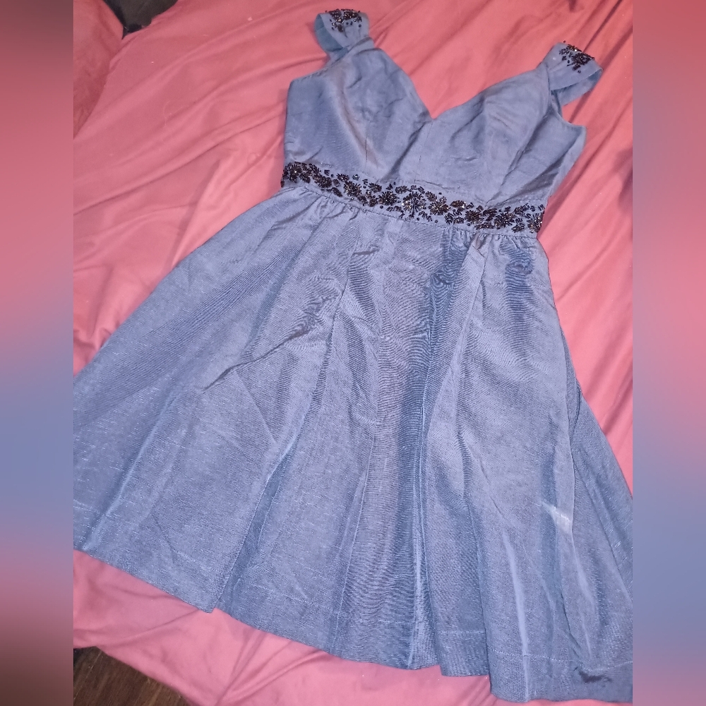 Trashy Diva Blue Ribbed Rayon Dress Women's Size 16 With Pockets